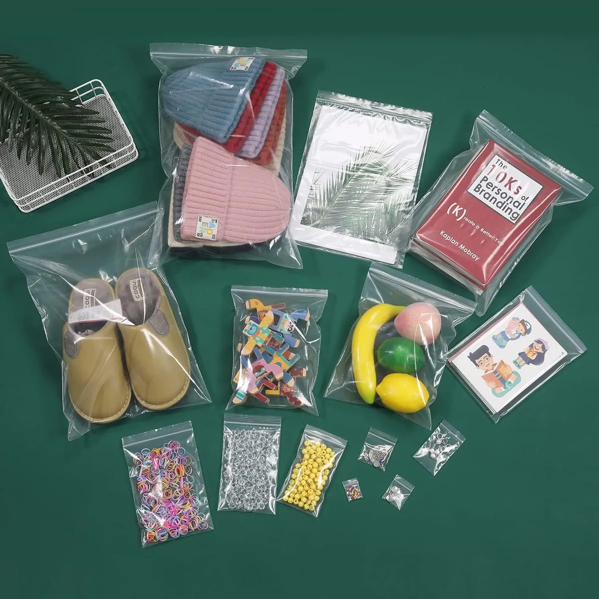 100 PCS 5" x 7" Thick Clear Zip Poly Lock Plastic Bags Seal Reclosable Zip Bag Durable 2.4 Mil Photo Cards Envelopes Snacks Seeds Zipper Bags