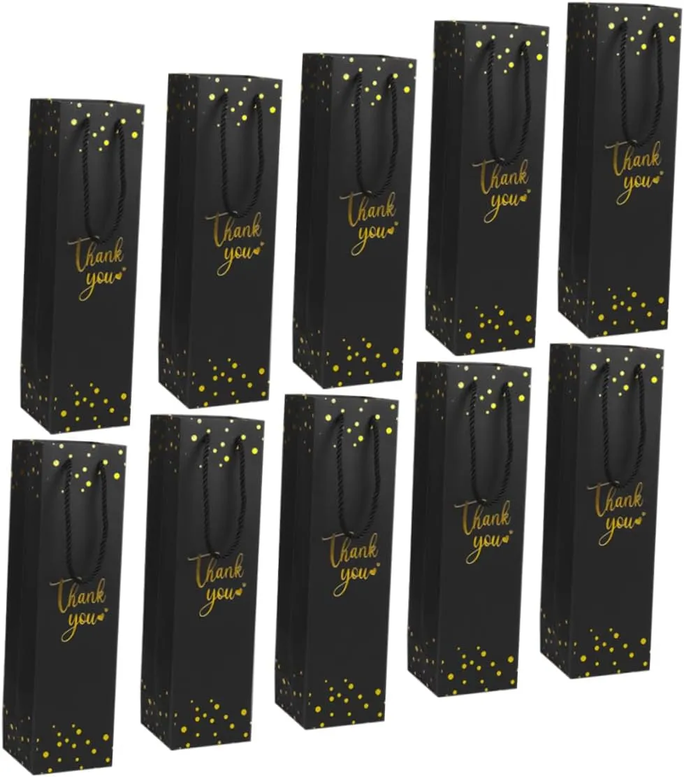 12 Pack Paper Wine Storage Tote Carrier Reusable Wine Bag for Bottles Handbag Style for Travel Camping Hiking