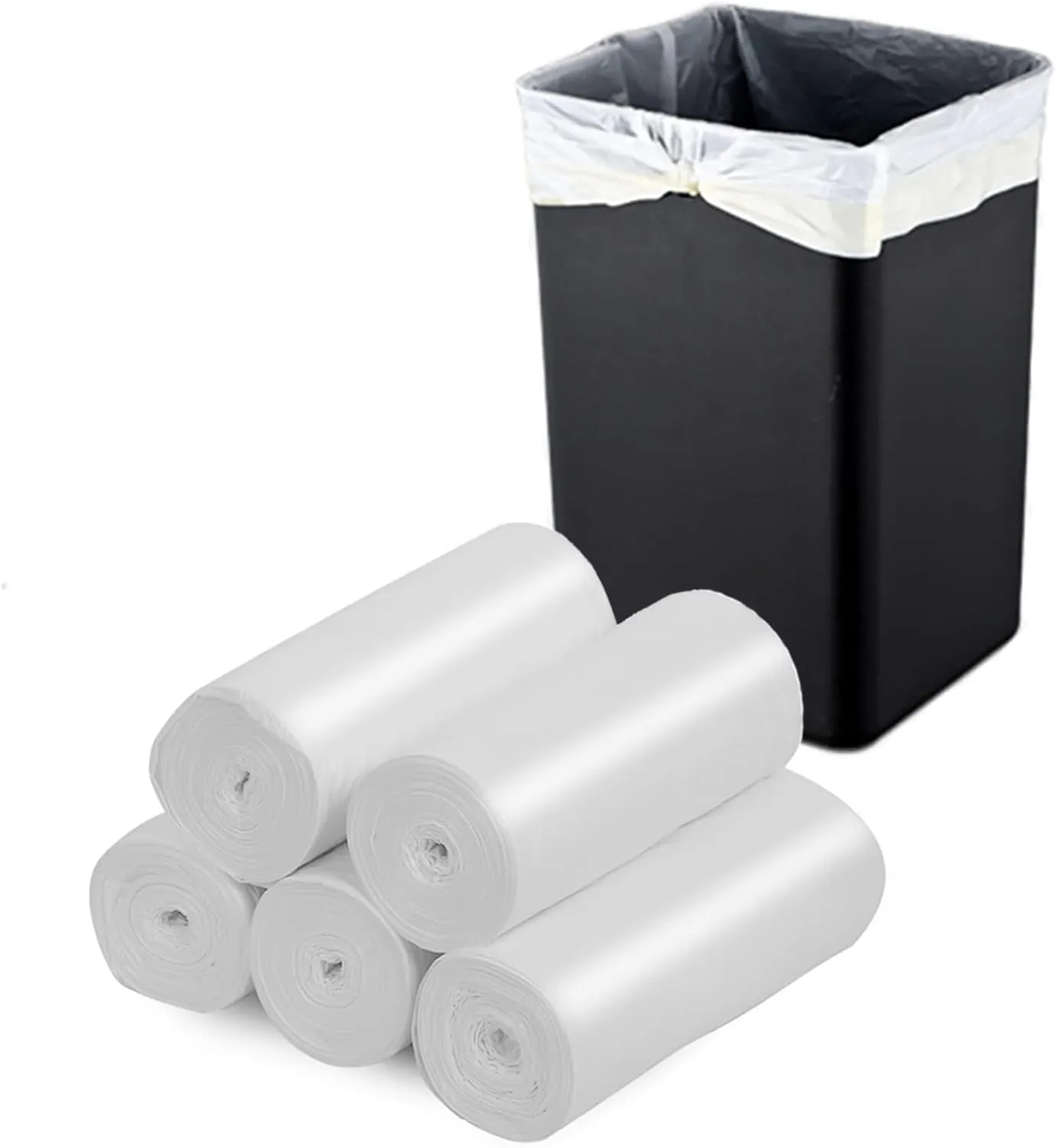 13-15 Gallon Biodegradable / Compostable Garbage Bags Recycling Unscented Tall Kitchen Trash Bags for Kitchen, Yard, Lawn,Office(75 Counts, White)