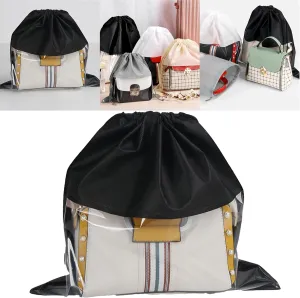 15 Packs Dust Bags for Black Handbags, Clear Black Handbag and Purse Storage Organizer, 14"x14" / 35x35 cm Non-Woven Drawstring Cover with Window