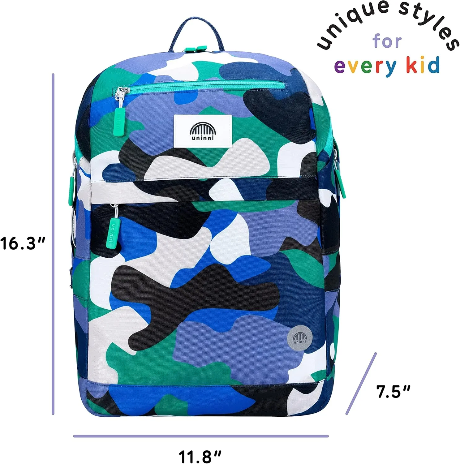 16" Kid's Backpack for Girls and Boys Age 6  with Padded, and Adjustable Shoulder Straps. Fits for Height 3'9" Above Kids (Camouflage Blue/Green)