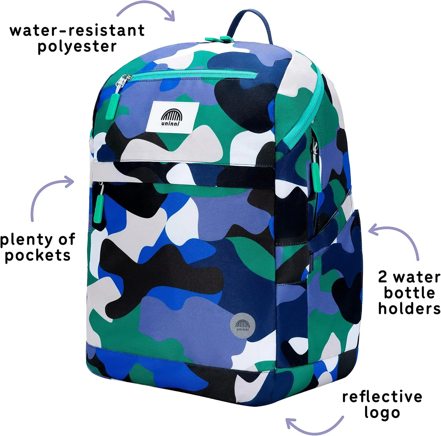 16" Kid's Backpack for Girls and Boys Age 6  with Padded, and Adjustable Shoulder Straps. Fits for Height 3'9" Above Kids (Camouflage Blue/Green)
