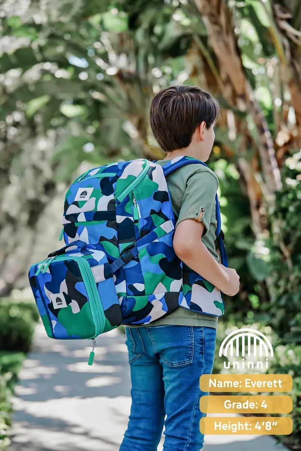 16" Kid's Backpack for Girls and Boys Age 6  with Padded, and Adjustable Shoulder Straps. Fits for Height 3'9" Above Kids (Camouflage Blue/Green)