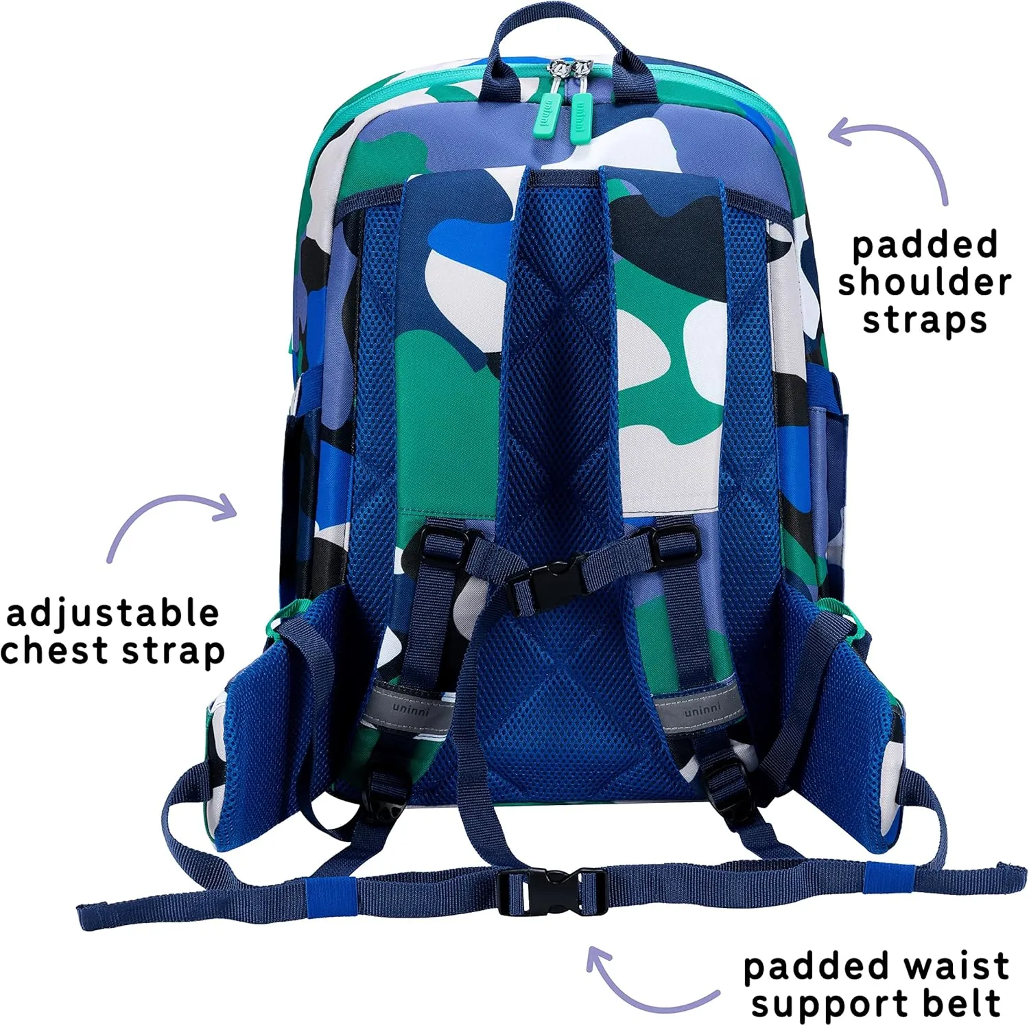 16" Kid's Backpack for Girls and Boys Age 6  with Padded, and Adjustable Shoulder Straps. Fits for Height 3'9" Above Kids (Camouflage Blue/Green)