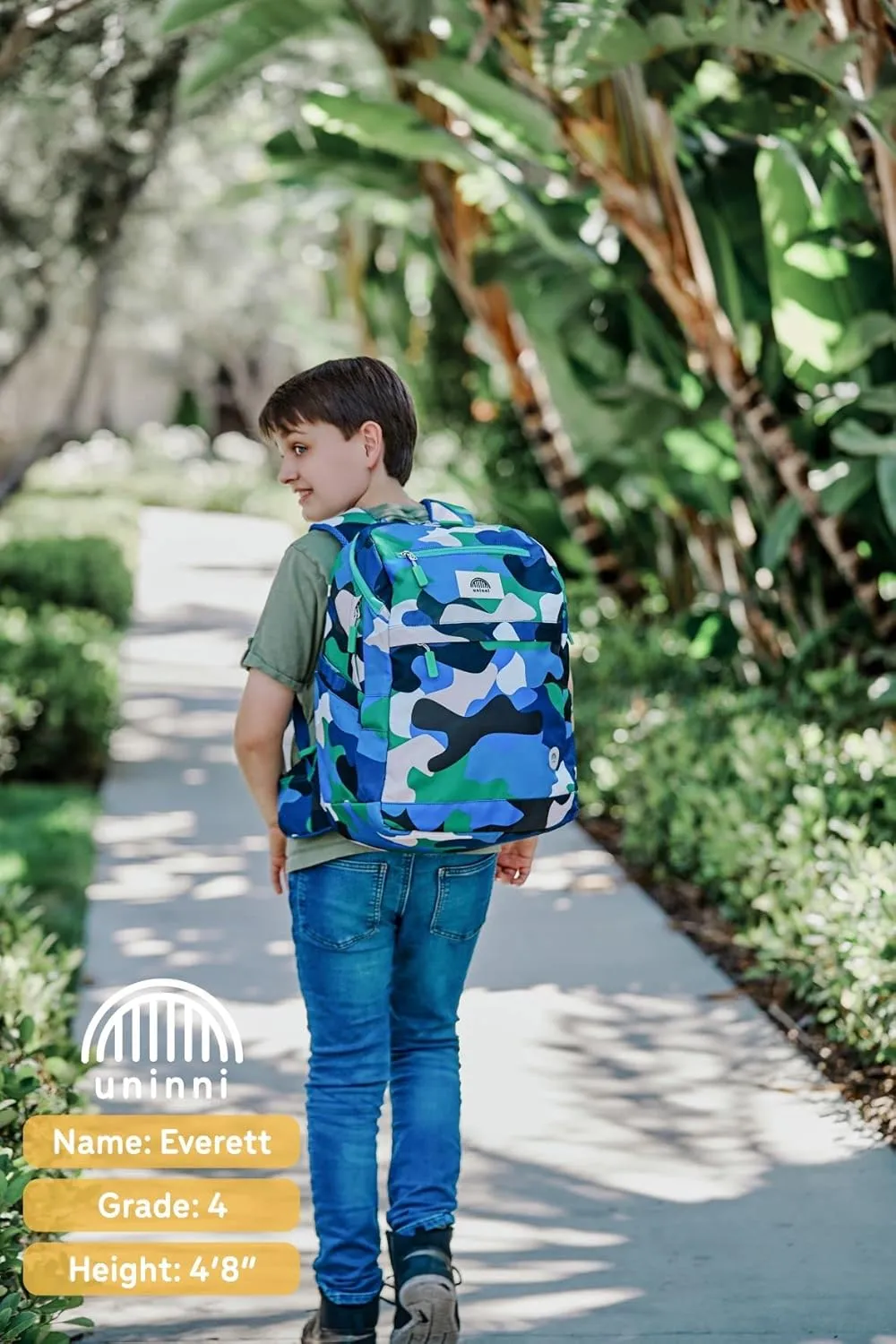 16" Kid's Backpack for Girls and Boys Age 6  with Padded, and Adjustable Shoulder Straps. Fits for Height 3'9" Above Kids (Camouflage Blue/Green)