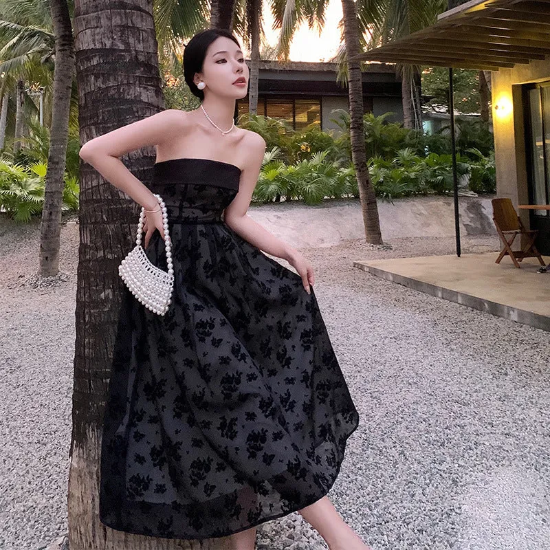 2023 Summer New French Retro Strapless Evening Dress 415
