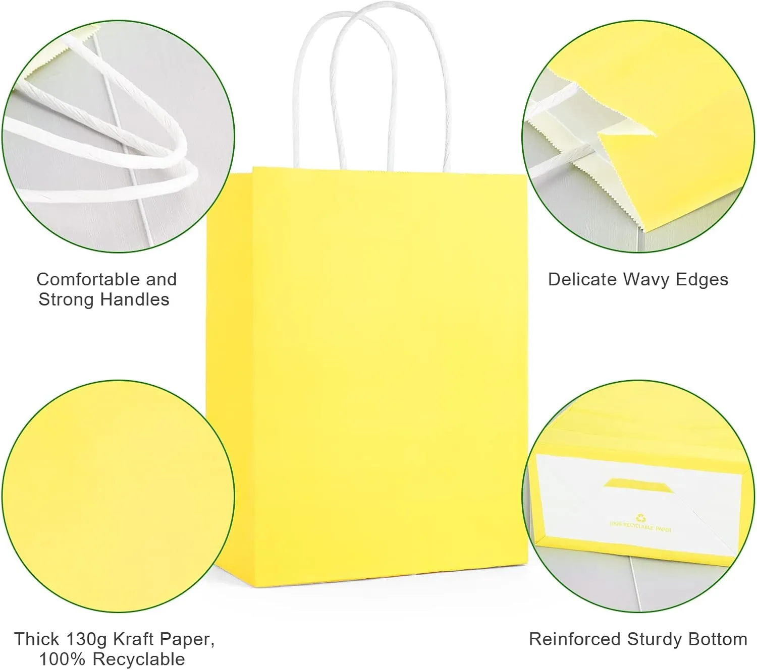 25pcs Paper Bags with Handles. Small Gift Bags Party Favor Bags Goodie Bags Shopping Bags. Gift Bags with Handles Bulk for Birthday Wedding Retail Business Festivals Arts DIY Crafts 5.9x3.1x8.3 (Yellow/25pcs)