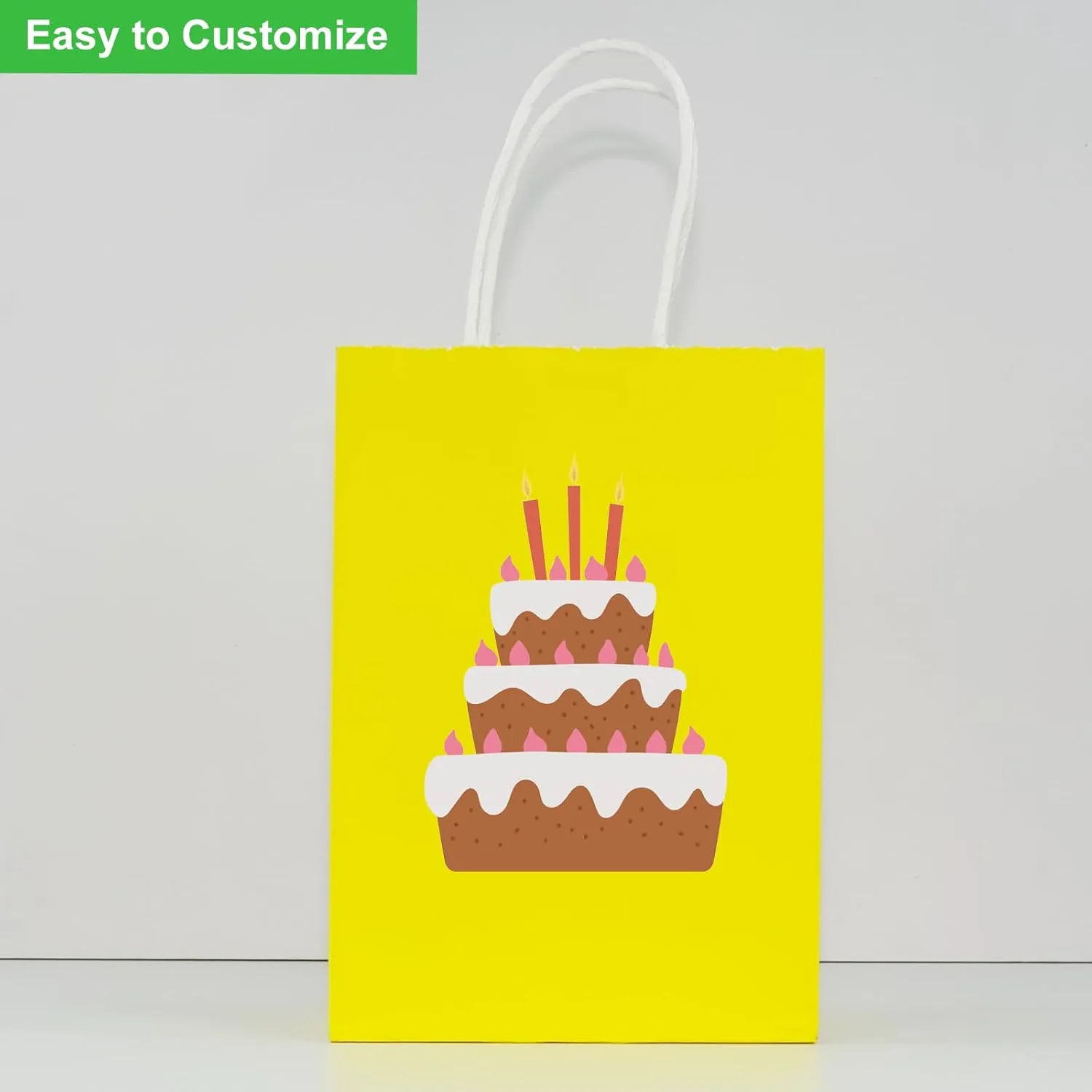 25pcs Paper Bags with Handles. Small Gift Bags Party Favor Bags Goodie Bags Shopping Bags. Gift Bags with Handles Bulk for Birthday Wedding Retail Business Festivals Arts DIY Crafts 5.9x3.1x8.3 (Yellow/25pcs)