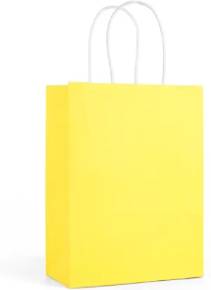 25pcs Paper Bags with Handles. Small Gift Bags Party Favor Bags Goodie Bags Shopping Bags. Gift Bags with Handles Bulk for Birthday Wedding Retail Business Festivals Arts DIY Crafts 5.9x3.1x8.3 (Yellow/25pcs)