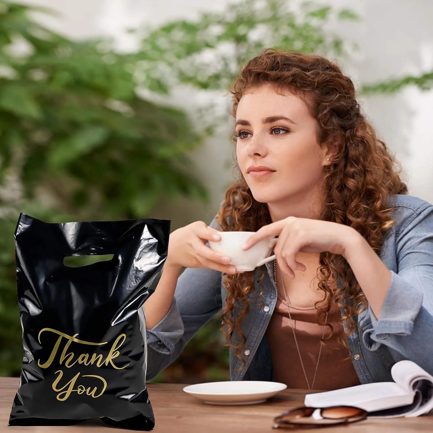 300 Pcs Thank You Merchandise Bags, 3 Size Shopping Bags for Business Small with Handles, Plastic Gift Bags Retail Bags, Bulk Merchandise Bags for Wedding Party Stores Packaging Wholesale Goodie Bags