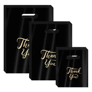 300 Pcs Thank You Merchandise Bags, 3 Size Shopping Bags for Business Small with Handles, Plastic Gift Bags Retail Bags, Bulk Merchandise Bags for Wedding Party Stores Packaging Wholesale Goodie Bags