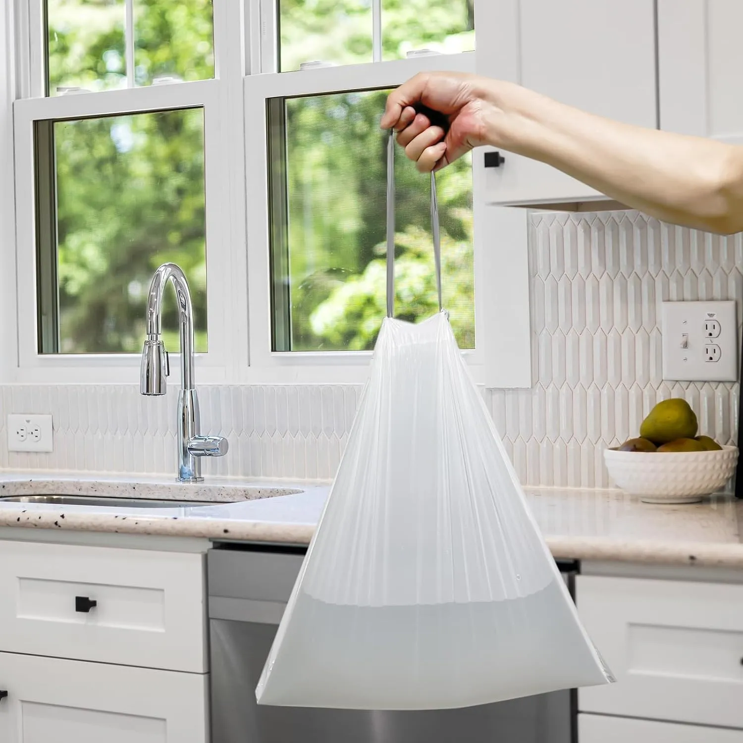 4 Gallon Trash-Bags Small-Bathroom Garbage-Bag Drawstring - Strong Kitchen White 200 Count Plastic Unscented For Can Car Disposable Recycling Office Size Waste Basket Inwaysin