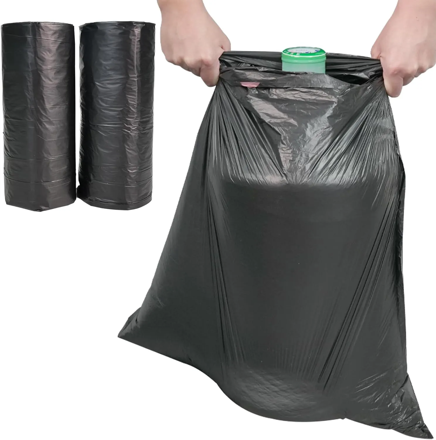 50 Count 13 Gallon tall kitchen trash bags Large garbage bags with drawstring Ultra Strong Thick Plastic trash can liners for Home Office bathroom Bedroom Unscented 13Gallon (Black,50 Count)