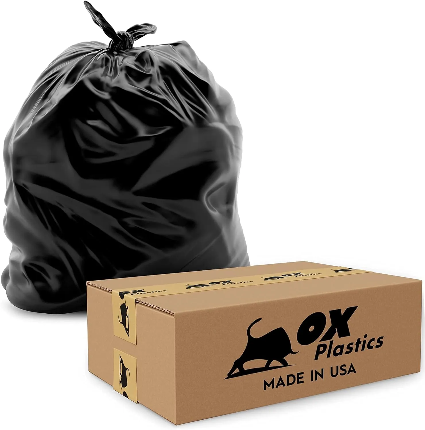 55 Gallon Trash Bags (3 MIL) - 100 Count Large 36x52 IN Thick Garbage Bags - Multipurpose Trash Can Liners for Contractors, Home Kitchen & Industrial Use (Made in USA)