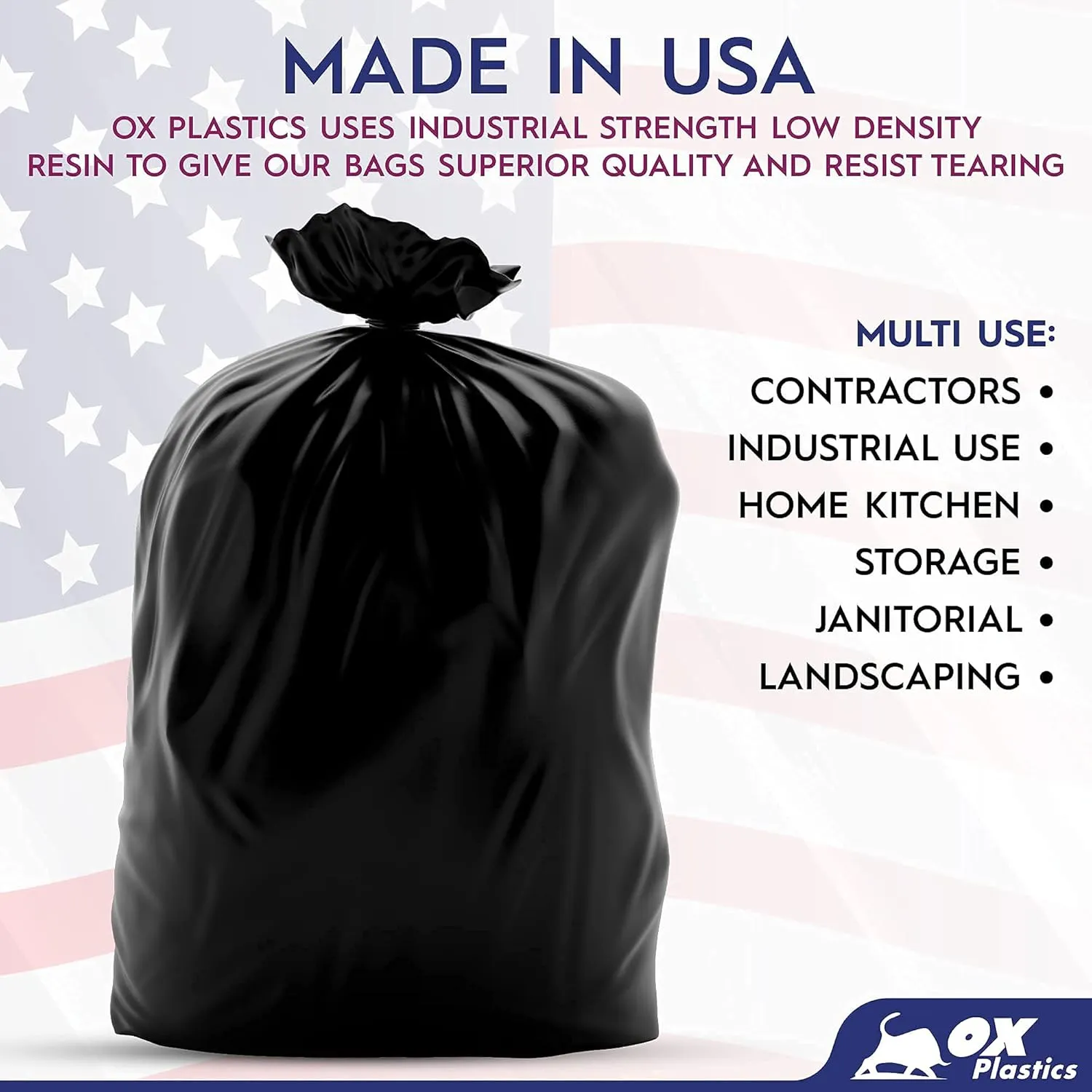 55 Gallon Trash Bags (3 MIL) - 100 Count Large 36x52 IN Thick Garbage Bags - Multipurpose Trash Can Liners for Contractors, Home Kitchen & Industrial Use (Made in USA)