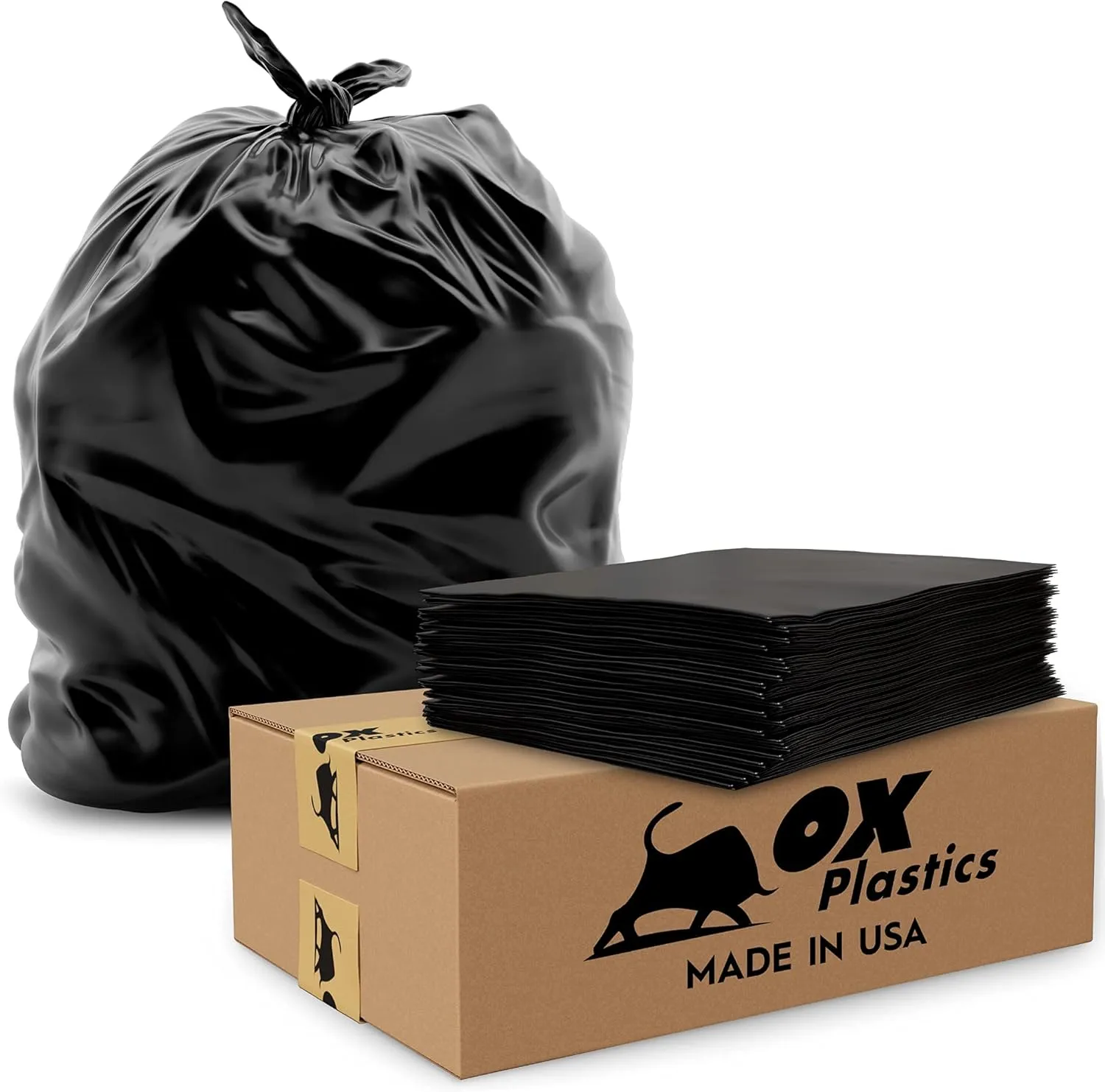 55 Gallon Trash Bags (3 MIL) - 100 Count Large 36x52 IN Thick Garbage Bags - Multipurpose Trash Can Liners for Contractors, Home Kitchen & Industrial Use (Made in USA)