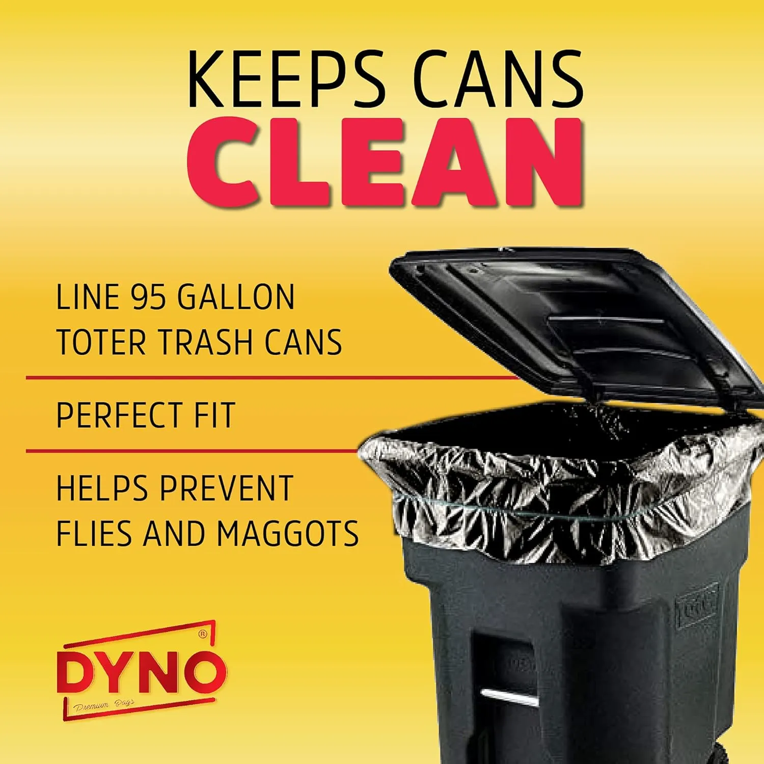 95-96 Gallon Trash Bags 1.5 Mil Black - 25 Count Large Trash Bags - Individually Folded - 96 Gallon Trash Can Liners - 61W x 68L