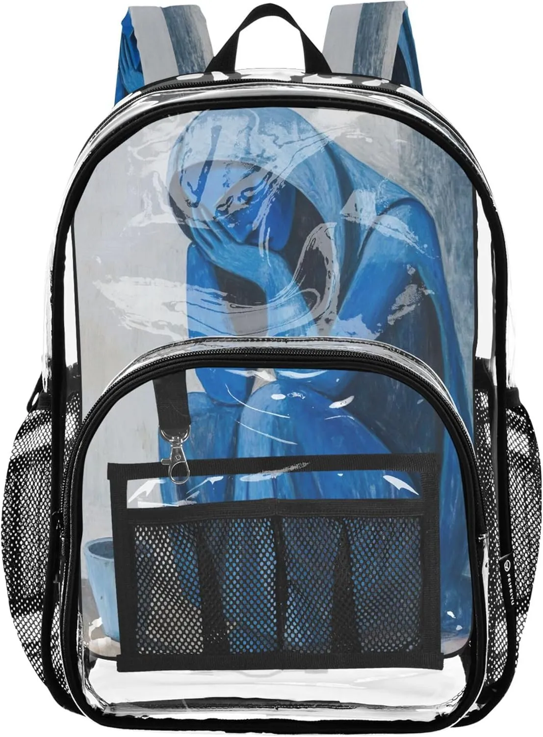 Abstract Blue Woman Blue Boys Backpack, Clear Plastic Bag, Kid Backpack, Clear Backpacks for School