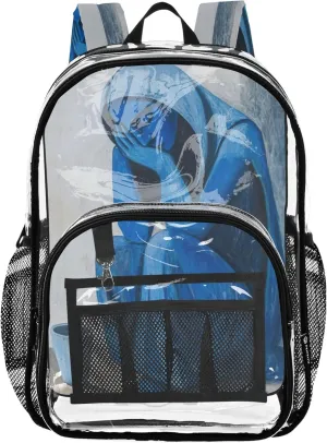 Abstract Blue Woman Blue Boys Backpack, Clear Plastic Bag, Kid Backpack, Clear Backpacks for School