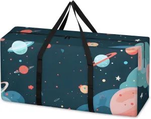 Abstract Galaxy Extra Large Moving Bags Heavy Duty Storage Bags Colorful Galaxy Cloth Wrap Around Handles Double Zipper Reusable Convenient Foldable Storage Tote for Travel Camping Space Save