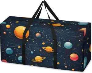 Abstract Galaxy Extra Large Moving Bags Heavy Duty Storage Bags Glitter Galaxy Cloth Wrap Around Handles Double Zipper Reusable Convenient Foldable Storage Tote for Travel Camping Space Save