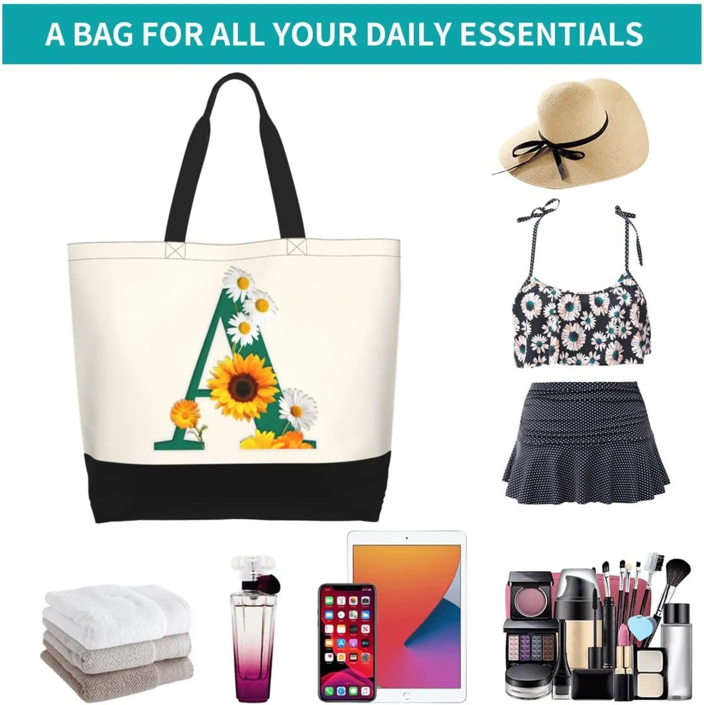 Abybela Custom Tote Bags with Team Logo Text Picture for Women Personalized Shopping Handmade Totes