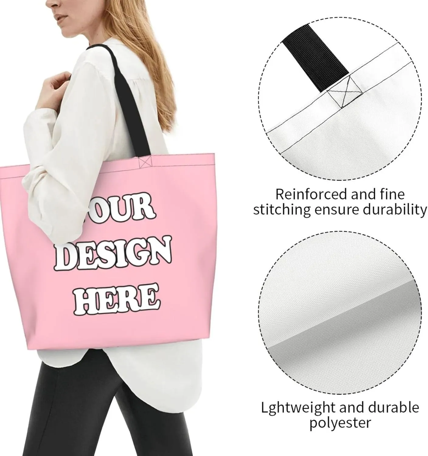Abybela Custom Tote Bags with Team Logo Text Picture for Women Personalized Shopping Handmade Totes