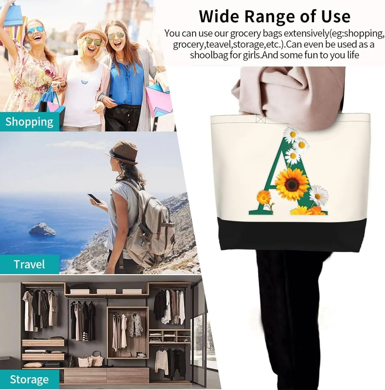 Abybela Custom Tote Bags with Team Logo Text Picture for Women Personalized Shopping Handmade Totes