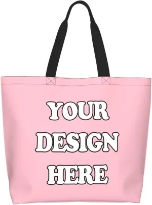 Abybela Custom Tote Bags with Team Logo Text Picture for Women Personalized Shopping Handmade Totes