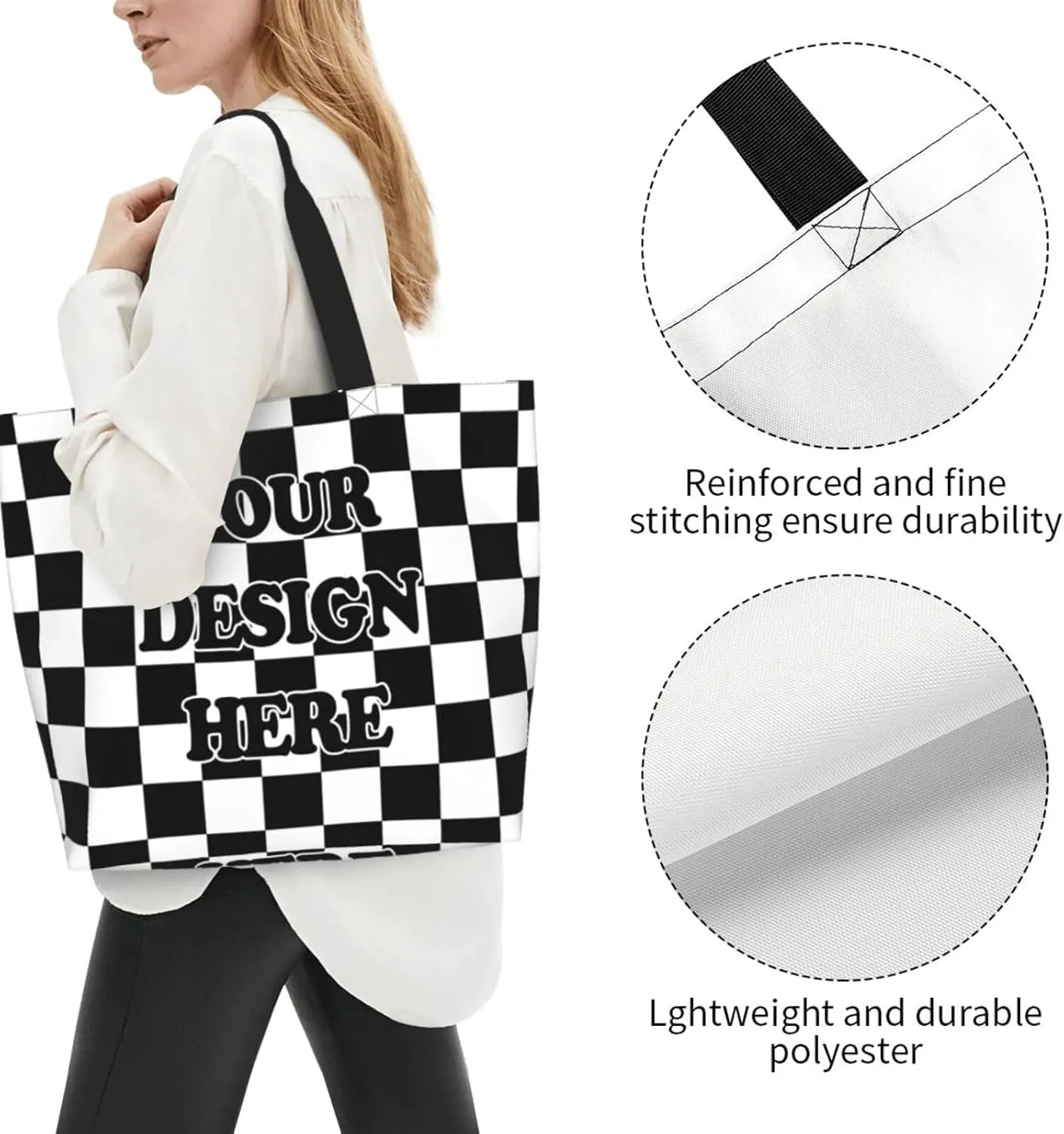 Abybela Custom Tote Bags with Team Logo Text Picture for Women Personalized Shopping Handmade Totes