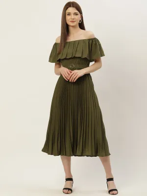 Accordion Plated A-Line Dress