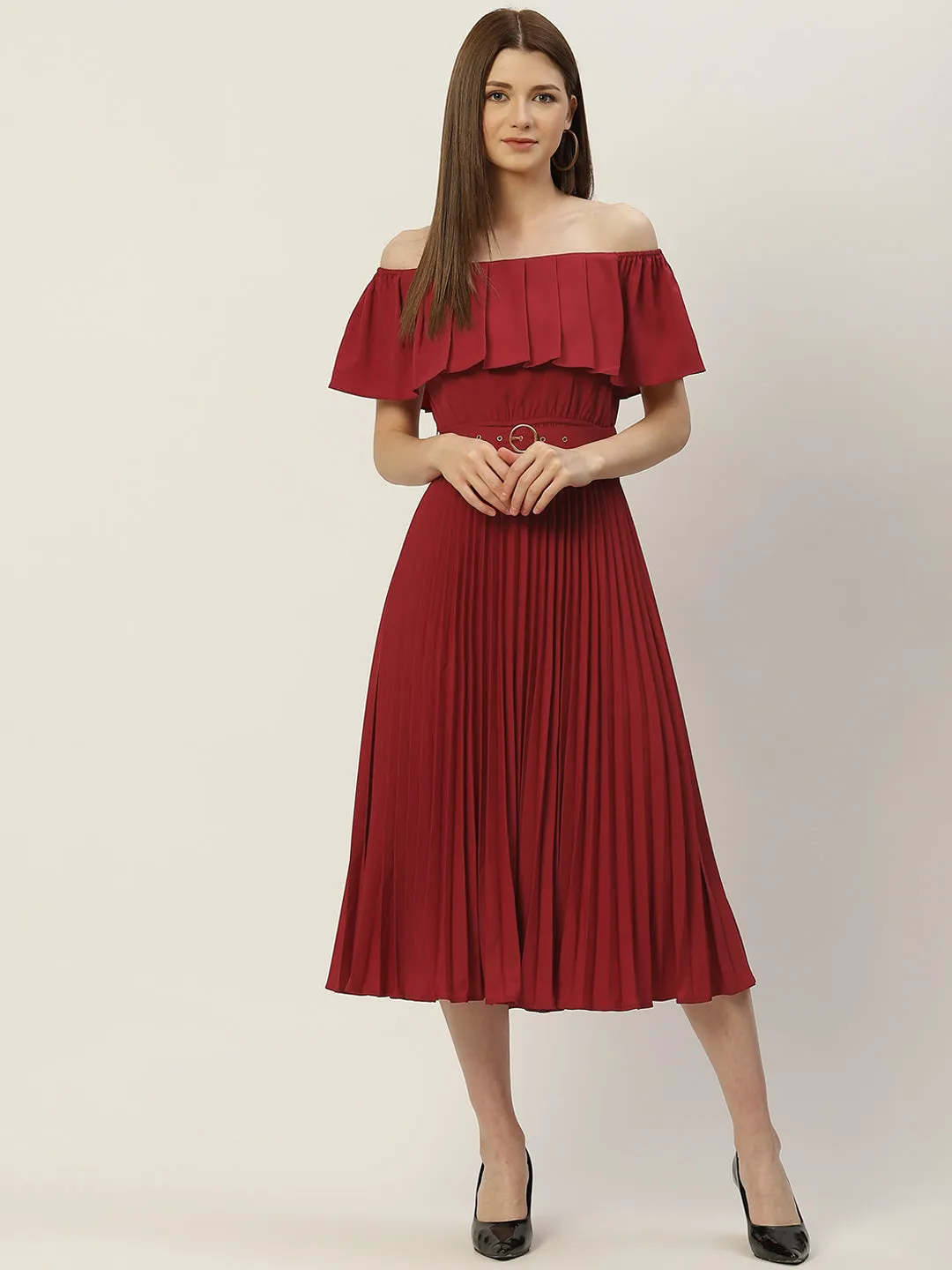 Accordion Plated A-Line Dress