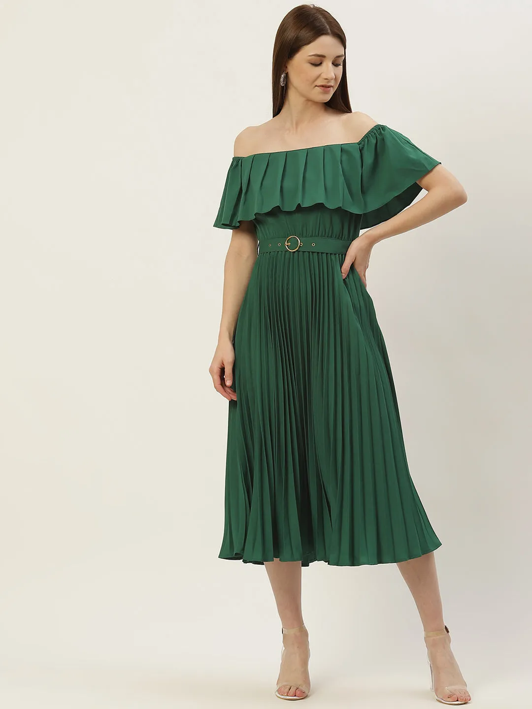 Accordion Plated A-Line Dress
