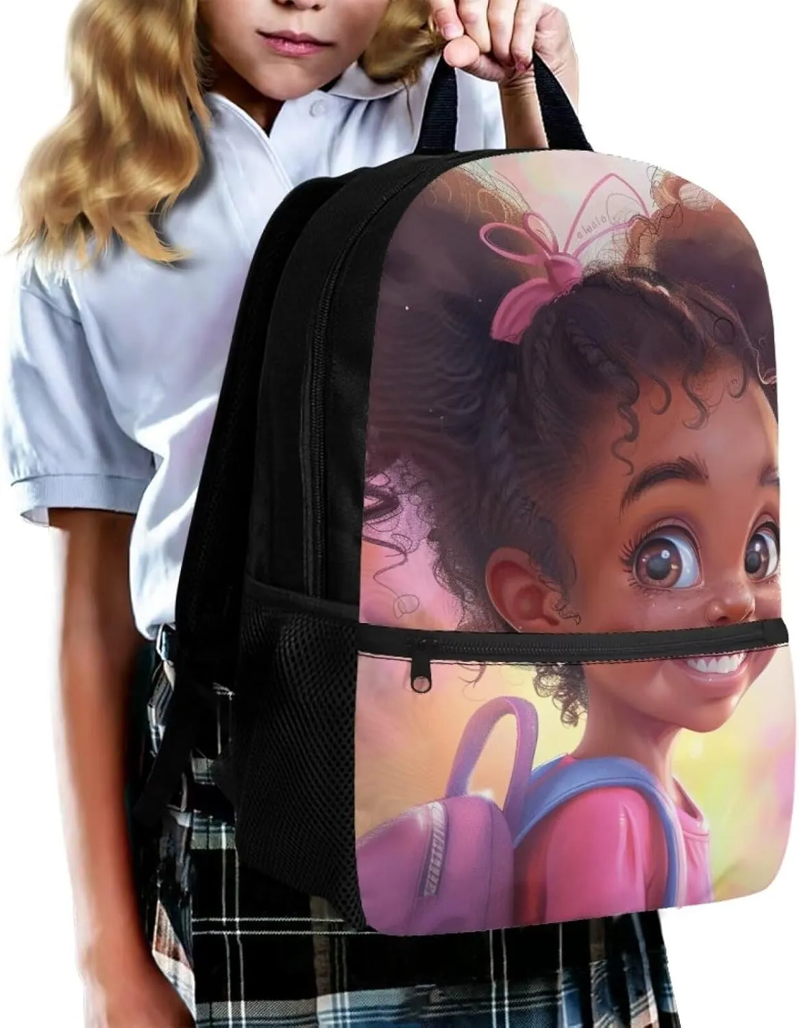 African Cute Girl Kids Backpacks for Girls Preschool School Bags Lightweight School Bookbag, 17 Inch Bookbags Bagpack Large Capacity Daypack Backpacks Shoulder Bags Satchel