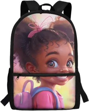 African Cute Girl Kids Backpacks for Girls Preschool School Bags Lightweight School Bookbag, 17 Inch Bookbags Bagpack Large Capacity Daypack Backpacks Shoulder Bags Satchel