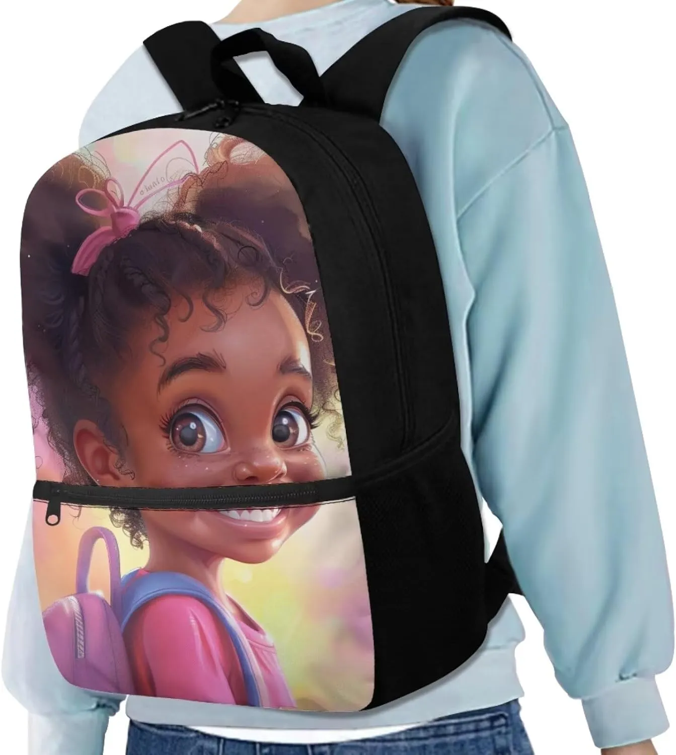 African Cute Girl Kids Backpacks for Girls Preschool School Bags Lightweight School Bookbag, 17 Inch Bookbags Bagpack Large Capacity Daypack Backpacks Shoulder Bags Satchel