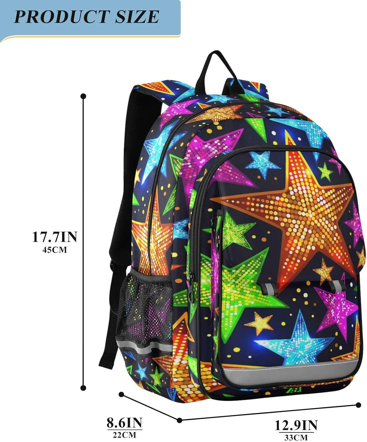 ALAZA Colorful Orange Bule Green Star Backpacks Travel Laptop Backpack