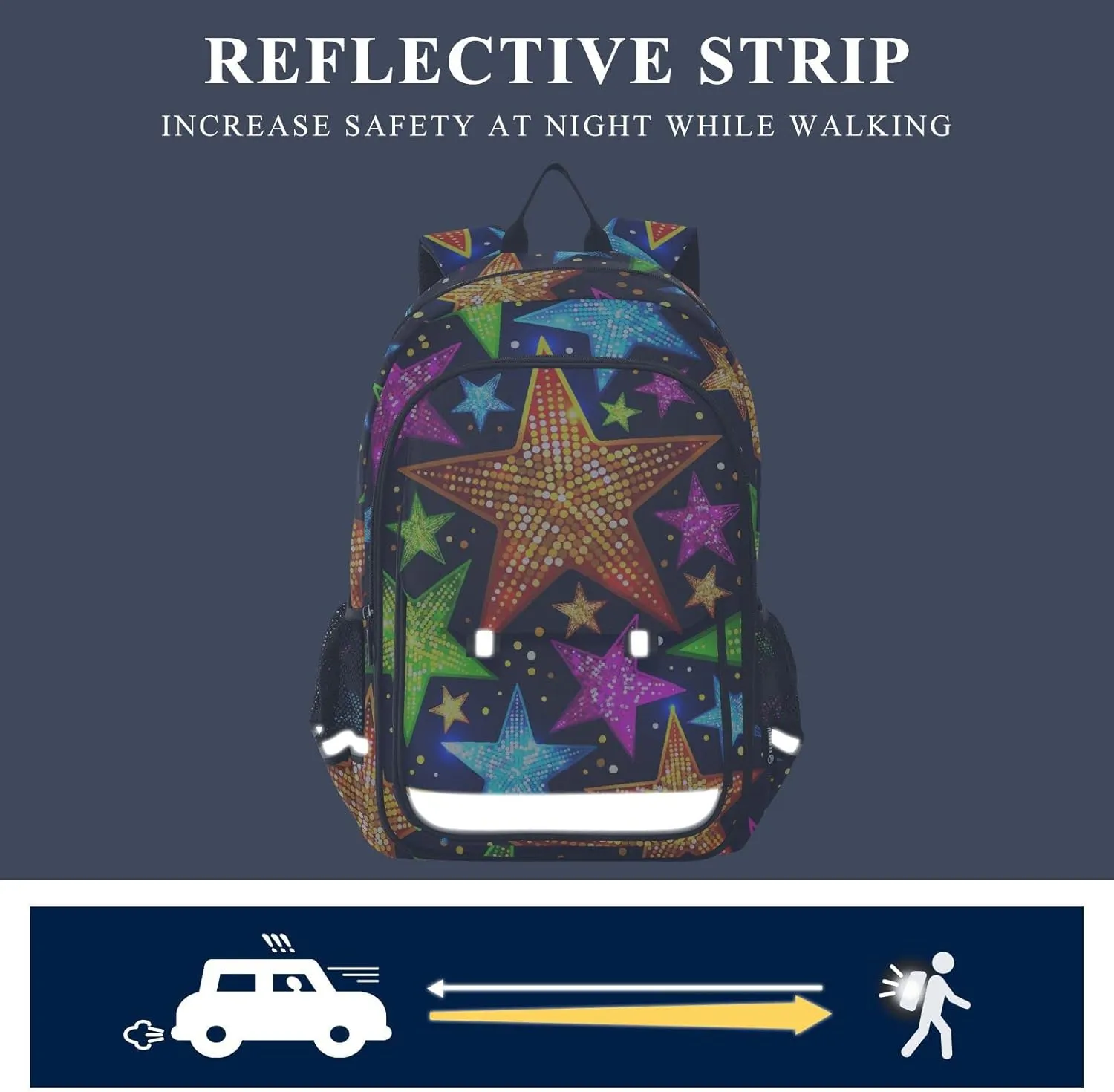 ALAZA Colorful Orange Bule Green Star Backpacks Travel Laptop Backpack