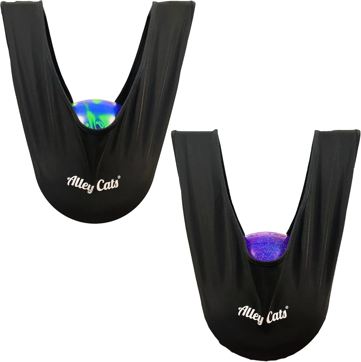 Alley Cats Bowling Ball Seesaw 2 Pack | Absorbent Microfiber Bowling Rag for Clean Balls | Essential Bowling Ball Accessories | See Saw Polisher, Cleaner, & Holder/Carrier | Bowling Ball Towel