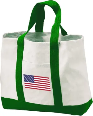 American Flag Tote Bag CANVAS American Flag Totes Travel Beach Pool Shopping