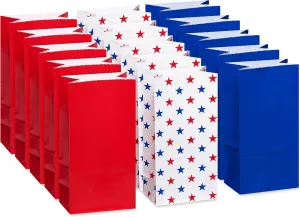American Greetings 10" Large Patriotic Gift Bags, Red, White and Blue (16-Count)