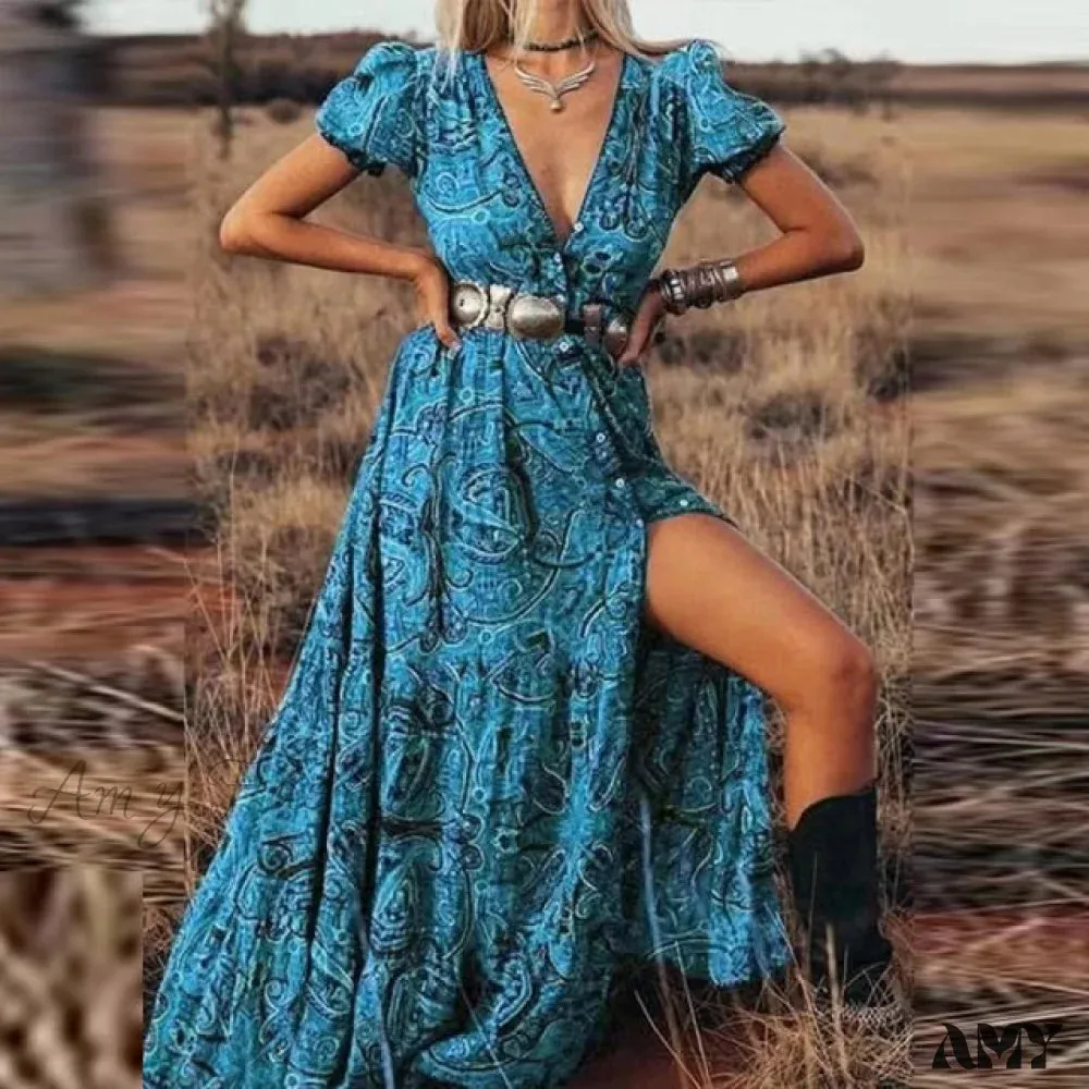 Amy Fashion - Print A-Line Boho Dress
