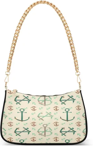 Anchors Beige Womens Shoulder Purse, Cute Shoulder Bags Aesthetic