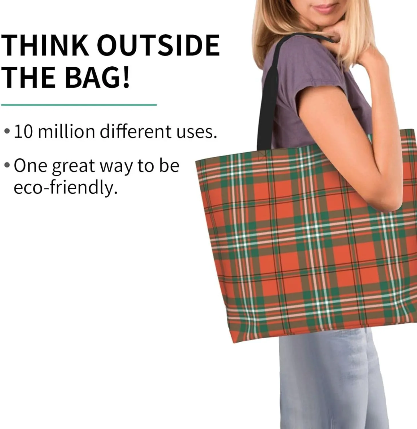 Ancient Tartan Tote Bag For Women Weekender Travel Bag Reusable Grocery Bags Large Totes Handbags