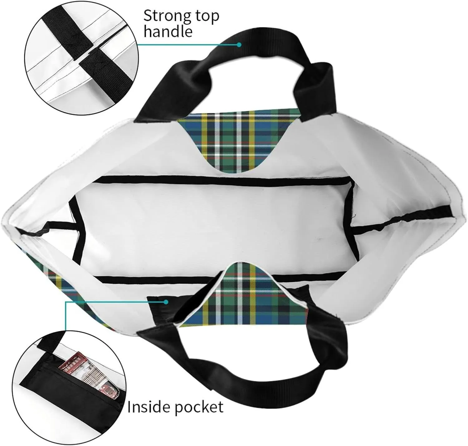 Ancient Tartan Tote Bag For Women Weekender Travel Bag Reusable Grocery Bags Large Totes Handbags