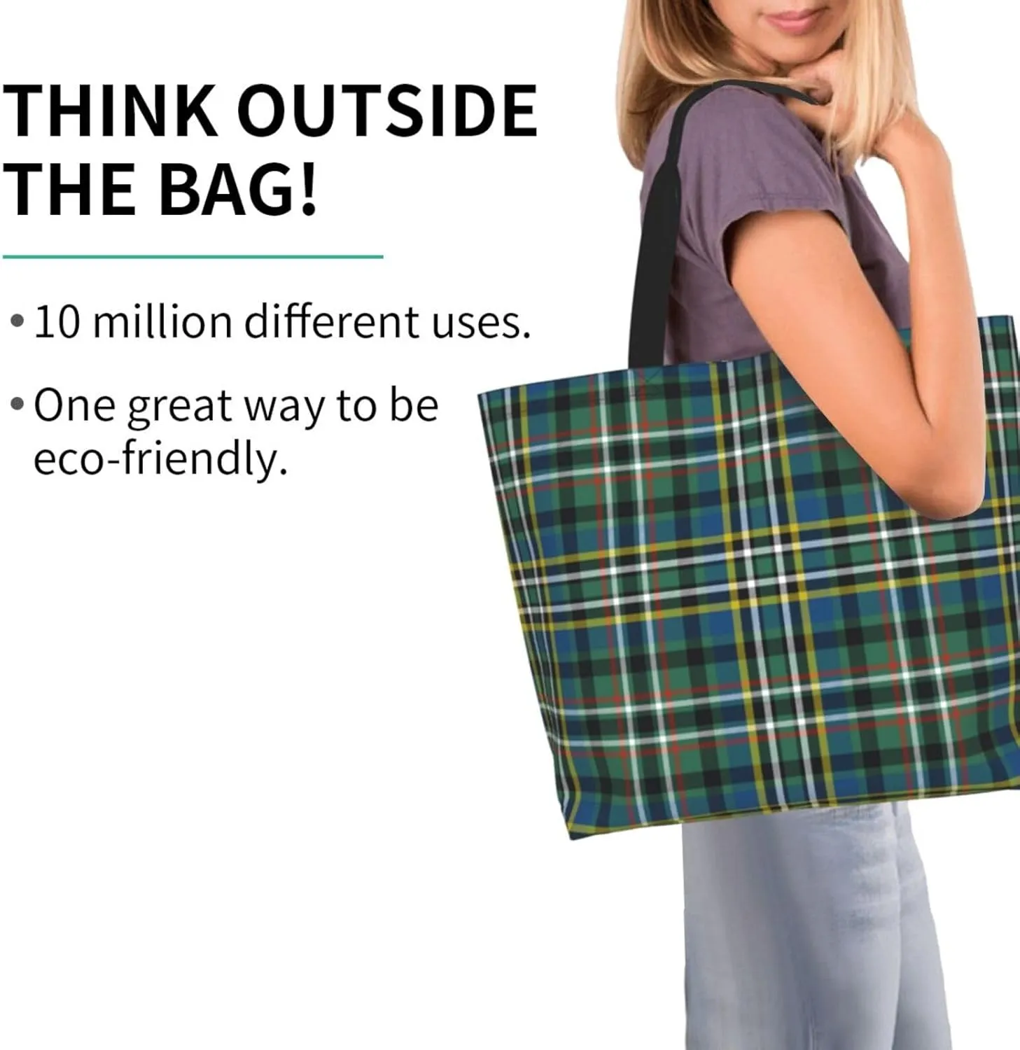Ancient Tartan Tote Bag For Women Weekender Travel Bag Reusable Grocery Bags Large Totes Handbags