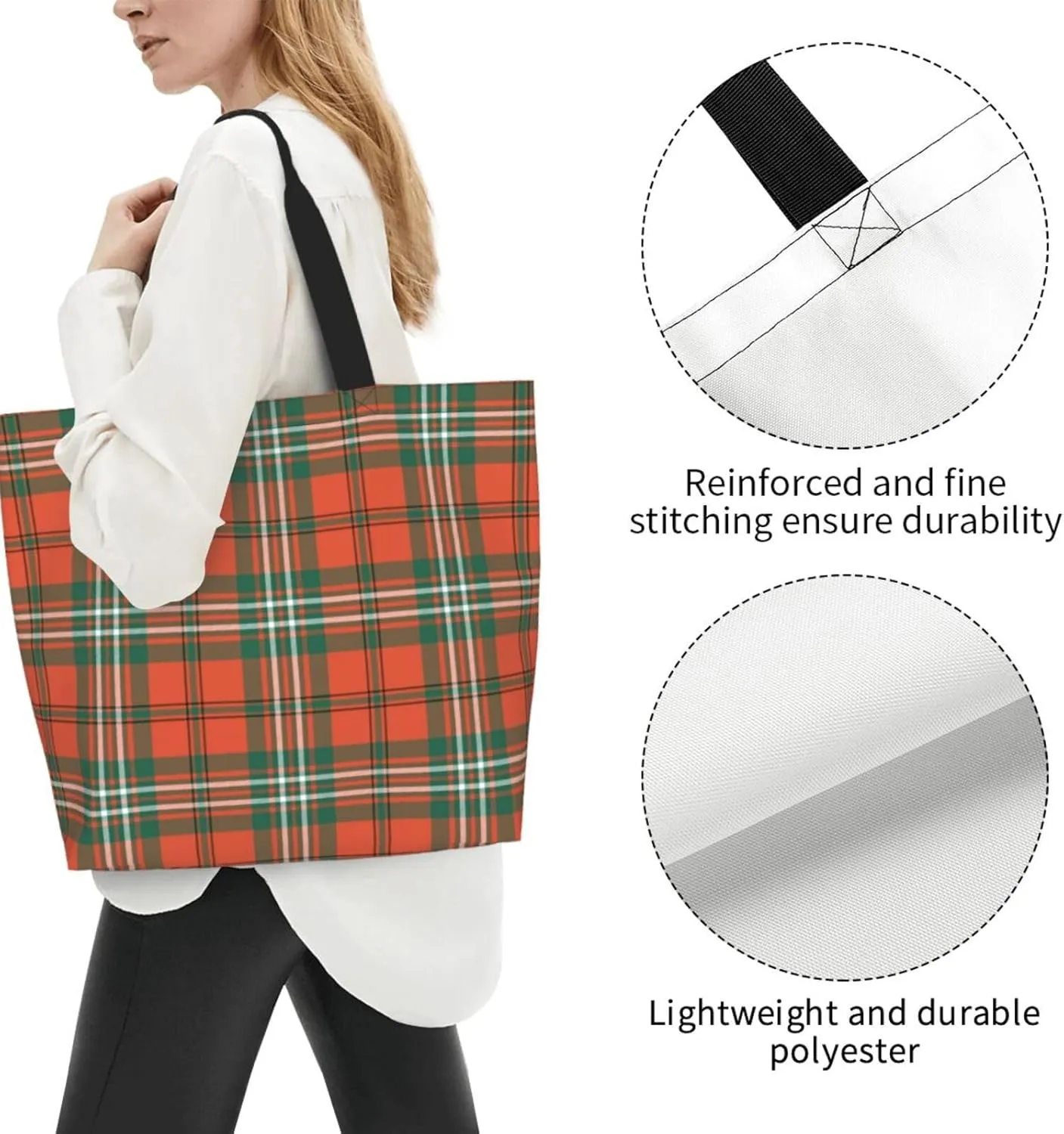 Ancient Tartan Tote Bag For Women Weekender Travel Bag Reusable Grocery Bags Large Totes Handbags