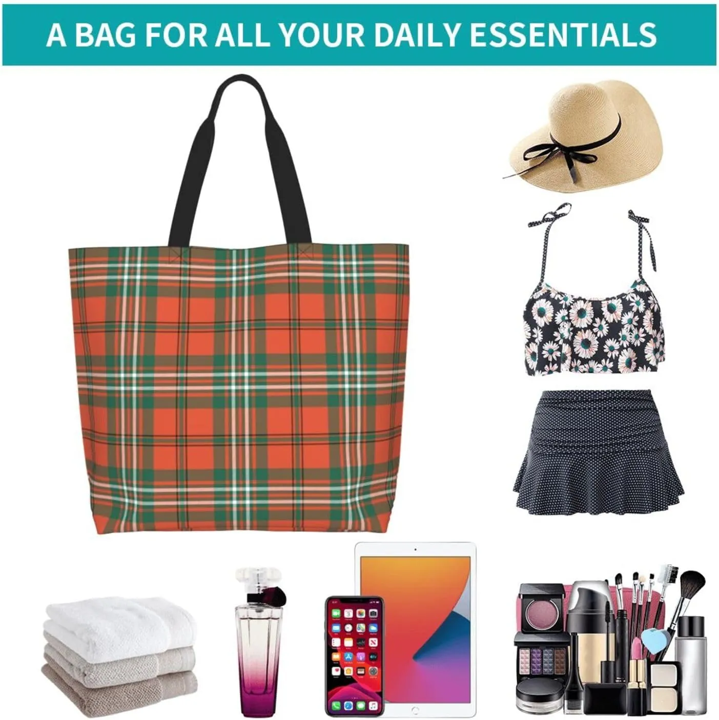 Ancient Tartan Tote Bag For Women Weekender Travel Bag Reusable Grocery Bags Large Totes Handbags