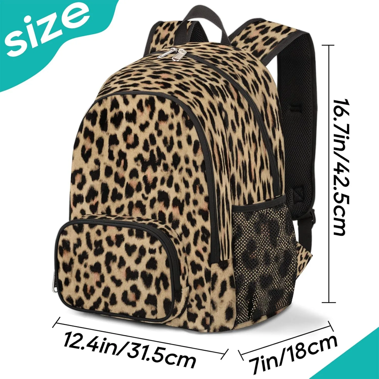 Animal Print Backpacks for Travel Laptop Backpack Waterproof School Backpack with Laptop Compartment & Multiple Pockets Leopard Skin Casual Daypack College Bookbag