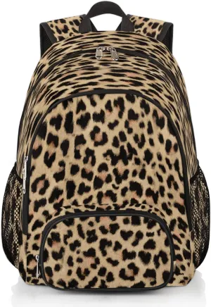 Animal Print Backpacks for Travel Laptop Backpack Waterproof School Backpack with Laptop Compartment & Multiple Pockets Leopard Skin Casual Daypack College Bookbag
